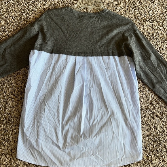 J’Envie Mix Media Gray Blue stripes Shirt Size XS - Picture 8 of 10